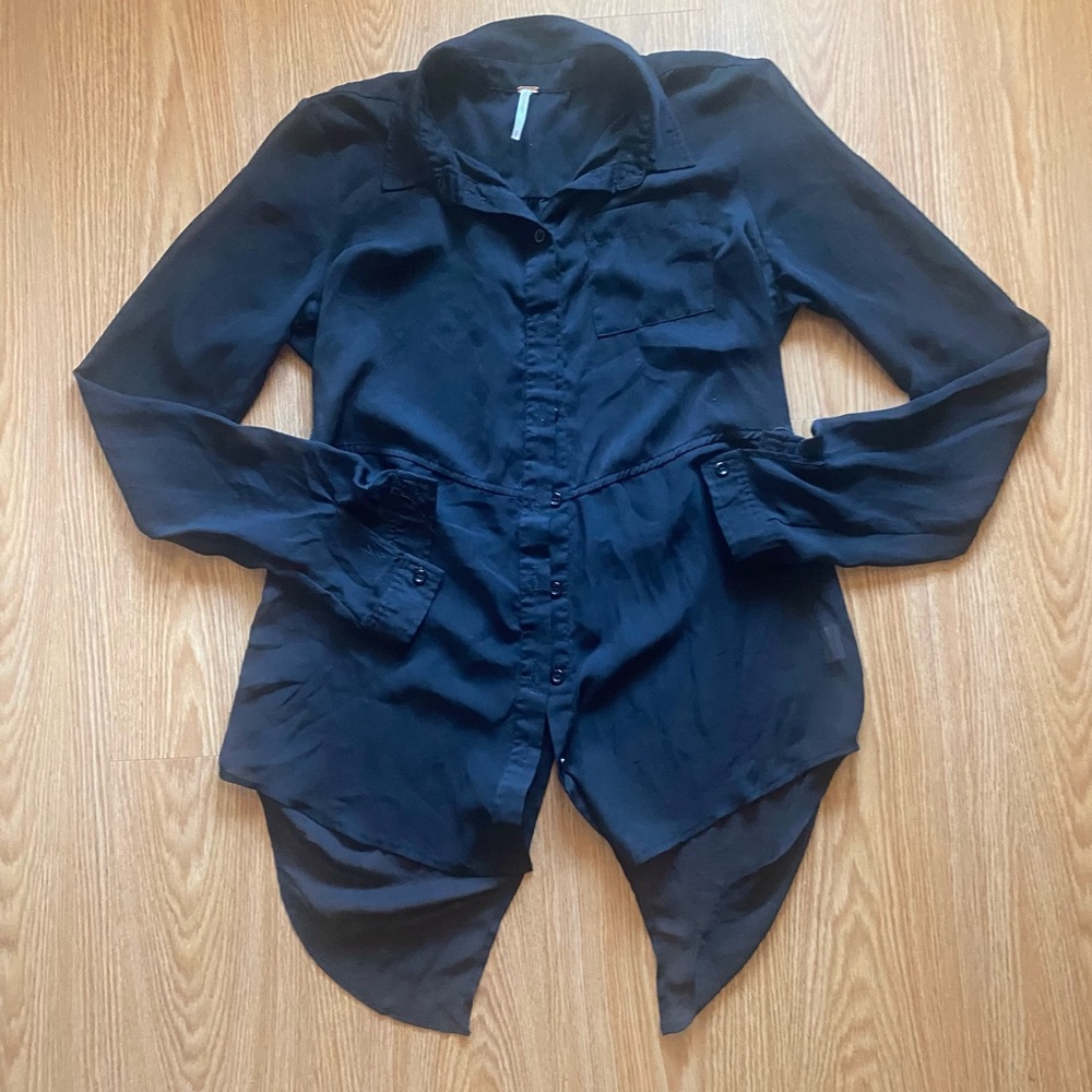 Free People Black Sheer Top
